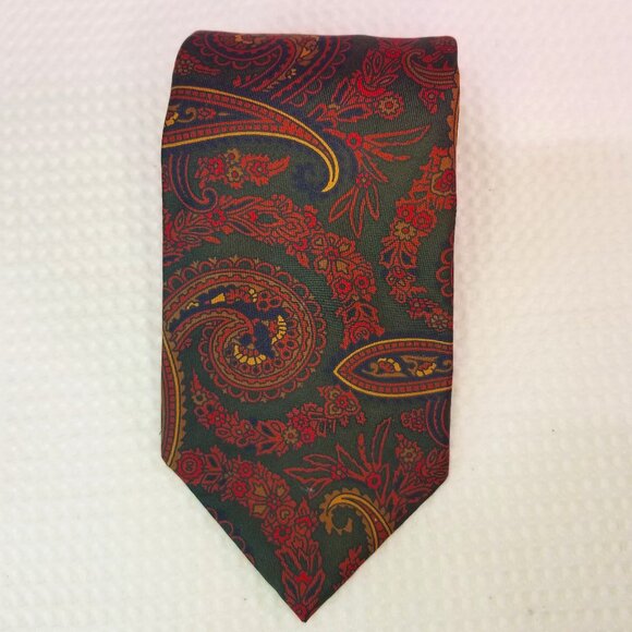 Leo Chevalier Men's Silk Neck Tie Black/Red Paisley 100% Silk 3 3/4 x57 1/2" - Picture 2 of 8